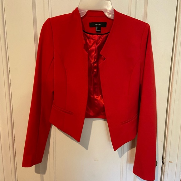 Forever 21 RED tailored jacket SMALL Christmas - Picture 1 of 5